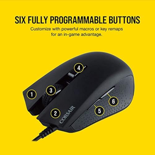 Corsair Harpoon PRO RGB Wired Lightweight FPS/MOBA Gaming Mouse – 12,000 DPI – 6 Programmable Buttons – iCUE Compatible – PC, Mac, PS5, PS4, Xbox – Black