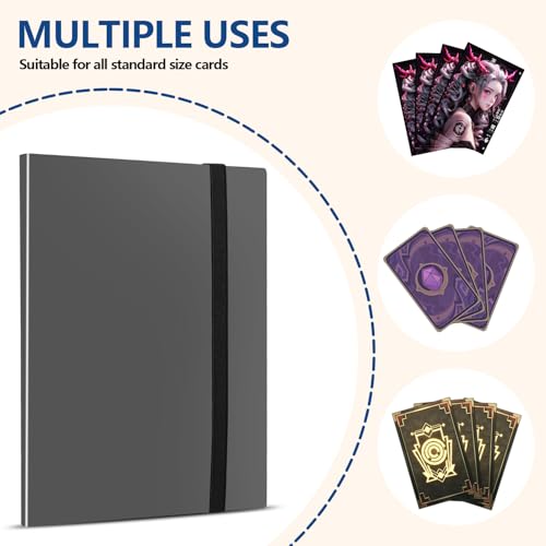 Card Binder, EDUDIIU 9 Pockets Premium Trading Card Binders, Cards Collection Binder Album, Side Loading Yugioh Holder Book for Sport, Football, Baseball Collector - Grey - color: Grey