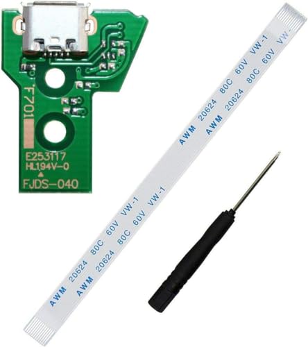 1 Set Green Micro USB Charging Port Socket Board with Flex Ribbon Cable Screwdriver for PS4 Controller Board JDS-040 JDS 040 Version,Accessories,4 Controllers Video Games