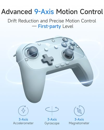 EasySMX S10C Switch 2 Pro Controller with Instant Wake-Up, Hall Effect Joysticks, HD Rumble, Motion Control, 2 Back Buttons, Turbo, C Buttons, for Switch 2/Switch/PC/iOS/Android - color: Blue
