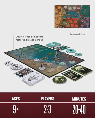 Restoration Games Unmatched The Witcher Steel & Silver | Strategy Board Game for Adults, Heroes Expansion with Double Sided Battlefield, 2-3 Players, 30 Min Playtime, Ages 9+
