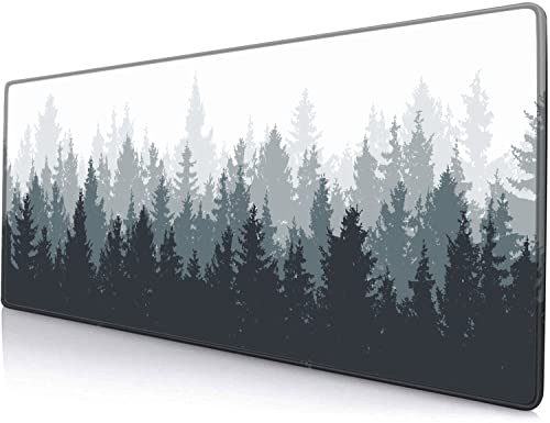 Gaming Mouse Pad Large, Keyboard Mouse Mat Desk Pad, Non-Slip Rubber Base with Stitched Edges Mousepad, 31.5X11.8 inch Misty Forest Tree - color: 13 Misty Forest