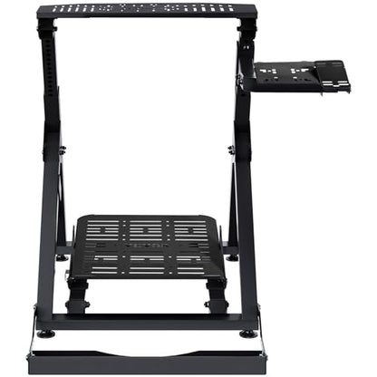 VEVOR Foldable Racing Steering Wheel Stand, Height Adjustable Universal Base Compatible with Logitech & Thrustmaster Racing Wheel and Pedal, Movable Wheels Heavy-duty Frame Standard GT/Formula Seating - size: Square pipe