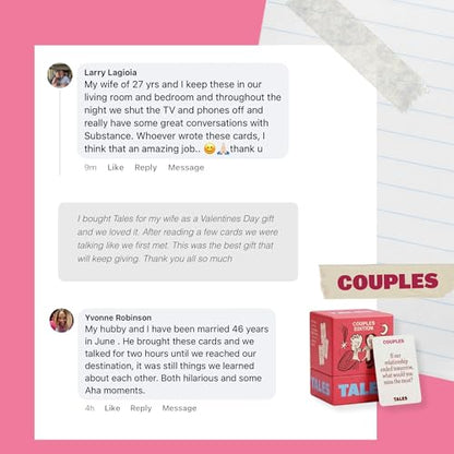 TALES 150 Conversation Cards, Perfect for Dinners, Road Trips, Classrooms & Game Nights, Gifts & Gatherings, Conversation Starters to Spark Creativity (Couples Edition) - color: Couples Edition