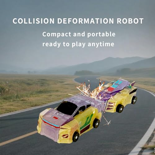 Crystal Transforming Dinosaur Car Toy 2-in-1 Transparent Magnetic Cars Convert to Dinosaur Robot, See-Through Crash-Activated Deformation Toy No Battery, for Kids 3-12 (Crystal) - color: Crystal