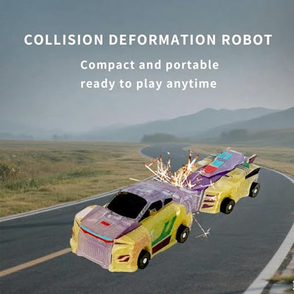 Crystal Transforming Dinosaur Car Toy 2-in-1 Transparent Magnetic Cars Convert to Dinosaur Robot, See-Through Crash-Activated Deformation Toy No Battery, for Kids 3-12 (Crystal) - color: Crystal