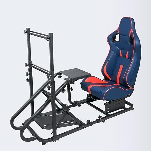 WTRAVEL Racing Simulator Cockpit with Adjustable Wheel Stand and Racing Seat for All Logitech G920|G25|G27|G29| Thrustmaster | Compatible with Xbox, PS4, PS5, PC Platforms (Blue+Red) - color: Blue+red