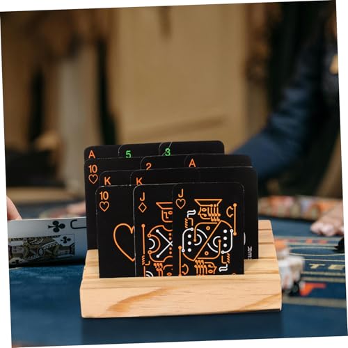 Kisangel Stylish Wooden Playing Card Holder for Easy Viewing Game Card Rack Poker Storage Compact Design