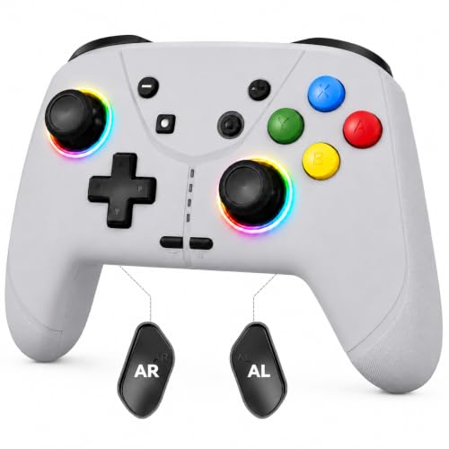 aghi Switch 2 Pro Controller with Hall Effect Joysticks and One Key Wake Up | Wireless Game Controller for Switch 2/Switch/Lite/OLED, with Turbo, Dual Vibrations, Loop Macro, 6-Axis Gyro, 800mAh, Grey - color: Grey