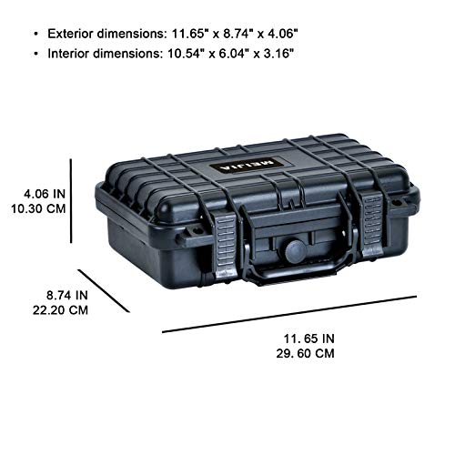 MEIJIA Portable All Weather Waterproof Protective Hard Case, Small Camera Case,Dry Case with Customizable Foam,Fit Use of Drones, Camera,Equipments, 11.65 ”x8.35”x3.78” - color: Elegant Black