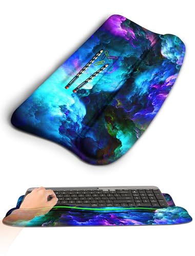 Ergonomic Wave Wrist Rest with Keyboard Stand, Cushioned Palm Rest, Comfortable Integrated Memory Foam for Natural Typing and Relieve Wrist Pain, Nebula - color: Nebula