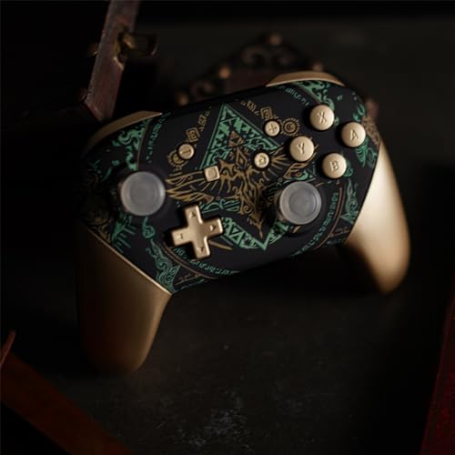 eXtremeRate Glow in Dark - Totem of Kingdom Black Faceplate Backplate Handles for Nintendo Switch Pro Controller, Replacement Grip Housing Shell Cover and Buttons for Switch Pro Controller - color: Glow in Dark - Totem of Kingdom Black