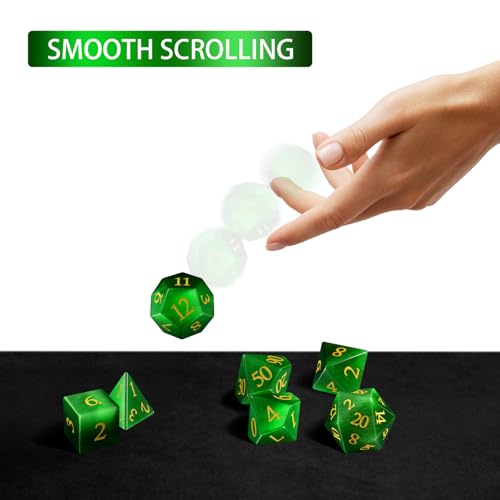 LUCKY-M Gemstone DND Dice Set, Cat Eye Stone Dice for Dungeons and Dragons, Handmade Dice RPG Dice Sets D&D Accessories Gift (Green) - color: Cat Eye- Green