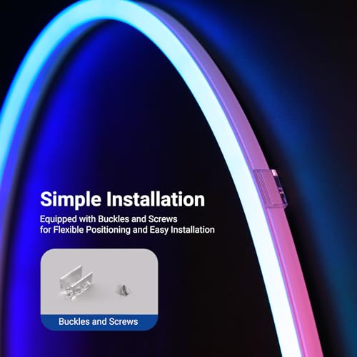 NEEWER 9.84ft/3m LED Strip Lights, Smart AI RGB IC Flexible Cuttable Neon Rope Light, App Control, Bedroom Gaming Room Indoor Studio Home Wall Decor, Compatible with Google Assistant Alexa, NS02 - size: 9.84ft/3m