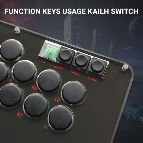 A16 PRO Arcade Stick 16Keys All-Button Gamerfinger with Turbo Functions & Custom RGB,Arcade Controller Street Fight for PC/Ps3/Ps4/Switch/Steam Game Keyboard-Supports Hot Swap & SOCD
