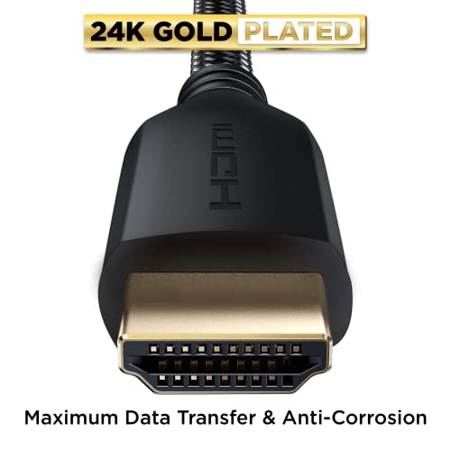 PowerBear 4K HDMI Cable 15 ft [2 Pack] High Speed, Braided Nylon & Gold Connectors, 4K @ 60Hz, Ultra HD, 2K, 1080P, ARC & CL3 Rated | for Laptop, Monitor, PS5, PS4, Xbox One, Fire TV, Apple TV & More - size: 15ft 2pack
