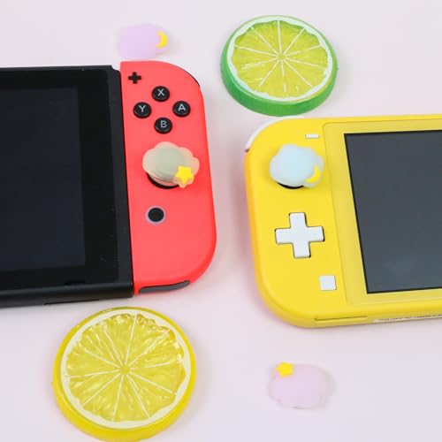 Switch Joycon Thumb Grips Caps, 4 PCS Cute Kawaii 3D Silicone Analog Thumbstick Button Cover Compatible with Nintendo Switch Lite/OLED Joystick Caps (Multicolor Cloud) - color: Multicolor Cloud