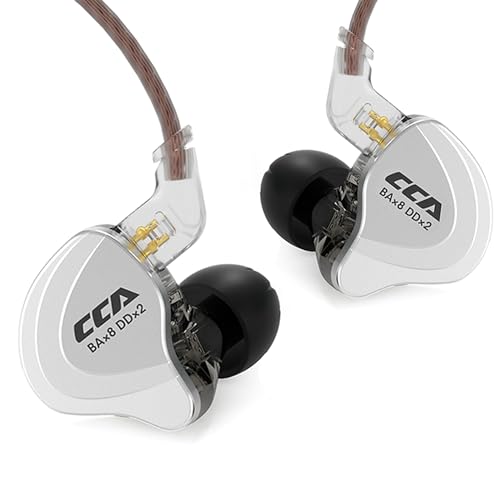 CCA C10 in Ear Monitor Headphone 10 Hybrid Drivers Wired Earbud 4BA 1DD HiFi IEM Earphones Stereo Noise Isolating Earphone with Detachable Cable for Musicians Singers Audiophiles (Black, Without Mic) - color: Black, size: Without Mic