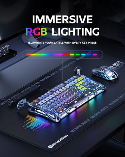 GravaStar Mercury K1 Pro Wireless Mechanical Gaming Keyboard, 75% Layout RGB Custom Keyboard, Hot-Swappable Linear Switches; Aluminum Alloy【Interstellar Silver】 - color: Interstellar Silver