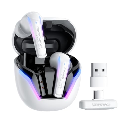New Version Wireless Gaming Earbuds, 20ms Ultra Low Latency, 2.4GHz + Bluetooth 5.3 Dual Mode, ENC Mic, USB-C Dongle Compatible with PS5/PS4, Meta Quest 3/3S/2, Steam Deck, PC & Mobile - White