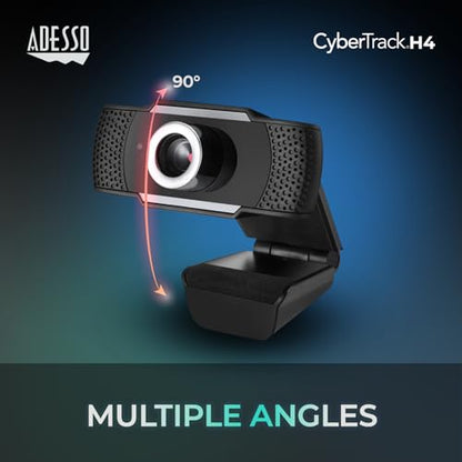 CyberTrack H4 Webcam 1080P HD USB, Black | Built-in Microphone, Zoom Certified