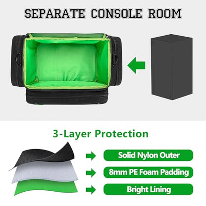 PGmoon Game Console Carrying Case Compatible with Xbox Series X, Portable Carry Bag with Enough Storage Rooms for Controllers, Discs, Cables, and More. (Patent Design)