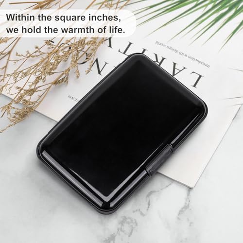 ELFISH Mini RFID Aluminum Wallet Credit Cards Holder Business Card Case Metal ID Case for Men Women (Black) - color: Black