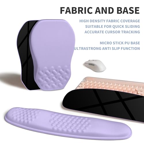 2-in-1 Ergonomic Set, Wave Keyboard Wrist Rest and Massage Slope Mouse Pad Wrist Support, Rebound Memory Foam for Relieve Carpal Tunnel Syndrome and Wrist Pain (Lavender Purple) - color: Lavender Purple