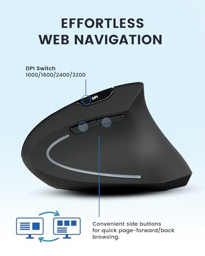 Perixx PERIMICE-813RX Wireless Rechargeable Vertical Mouse - Multi-Device spec - Duo Wired and Wireless Charging Feature -The Included Charger Compatible with iPhone, AirPods, and AirPods Pro - style: Wireless Rechargeable with Charging Pad