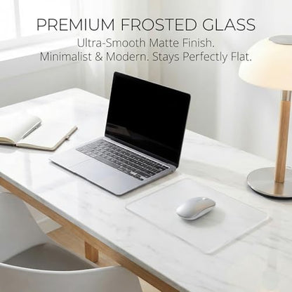 Glass Mouse Pad, 11.8x9.8 Inch Large Gaming Mousepad with Non-Slip Base, Special Glass Surface for Optimal Control, Clear Mouse Mat for Desk Computer Laptop Gamer Office Work - size: 11.8L x 9.8W inches