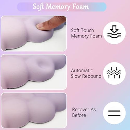 Cloud Mouse Pad Keyboard Wrist Rest 4PCS Extended Large Pink Sky Desk Mat Pad Set Memory Foam Non-Slip Cute Ergonomic Gaming Mouse Pad Wrist Support for Computer Laptop Home Office Pink Purple - color: 4pcs Pink Purple