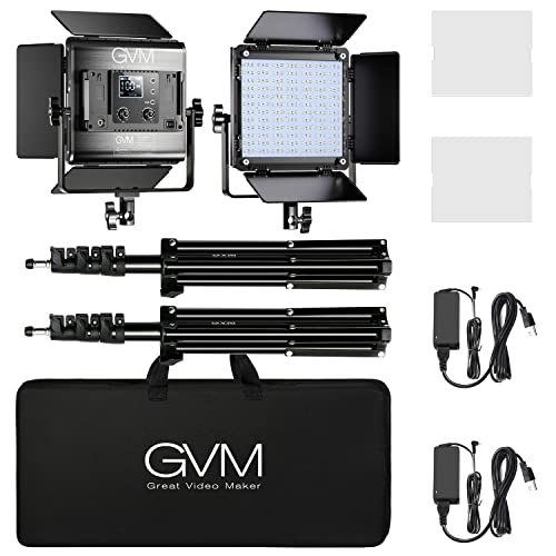 GVM 800D RGB Led Video Light, 2PCS Video Lighting Kit with APP Control, 40W Photography Lighting Led Panel Light with 18 Kinds of The Scene Lights for Studio YouTube, 3200K-5600K, CRI 97+ - size: 800D - 2 Pack