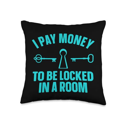 Funny Escape Room Art for Men Women Escape Game Escape Room Throw Pillow - size: 16x16