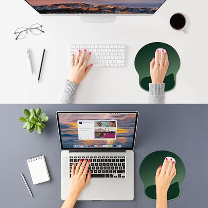 ITNRSIIET Ergonomic Mouse Pad with Wider Memory Foam Wrist Rest +17% - Curved Cushion Reduces Pressure 20%, Pain Relief, Non-Slip, Smooth, Cute Colors, 9.85 x 9 in, Deep Green Gradient - color: Deep Green Gradient