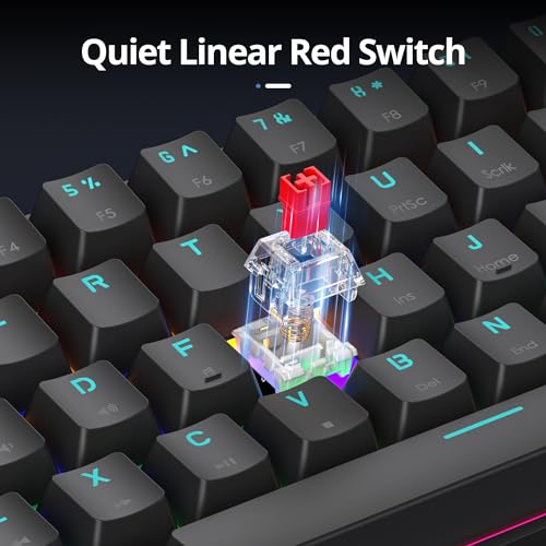 surmen 60% Mechanical Gaming Keyboard with Linear Red Switch, Wired Mini Compact Keyboard 60 Percent Backlit for Laptop Desktop PC Gamers（61 Monster B-Rainbow） - color: 61 Monster B-Rainbow