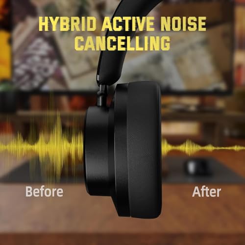 ATTACK SHARK G500 Wireless Over-Ear Noise Canceling Gaming Headphones-Black | Dual Mode-Bluetooth 5.3/3.5mm Audio Wired Cable,20H Playtime,Hifi Stereo Sound,Deep Bass,Built-in Mic for PC Mac Smartphone