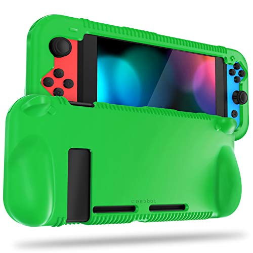 FINTIE Soft Silicone Protective Case Compatible with Nintendo Switch 2017 | Ergonomic Grip Design, Kickstand Compatible, Anti-Slip, Anti-Scratch & Shock-Absorption Grip Case for Switch 6.2-inch, Green - color: Green