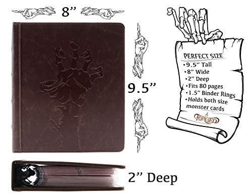 Forged Dice Co. Curiosities Cache Monster Card & Spellcard Organizer Binder with Pages - Dark Brown, 9.5x8x2 inches
