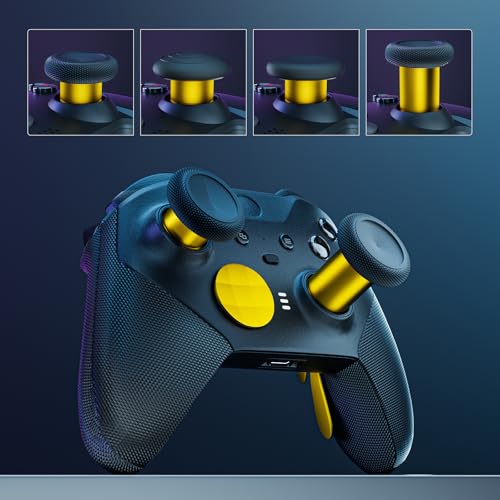 14-in-1 Controller Accessories Kit Compatible with Xbox Elite Series 2, 6 Premium Metal Thumbsticks, Swap Joysticks, 4 Interchangeable Paddles, 2 D-Pads, 1 Tool & 1 Storage Bag (Bright Gold) - color: Bright Gold