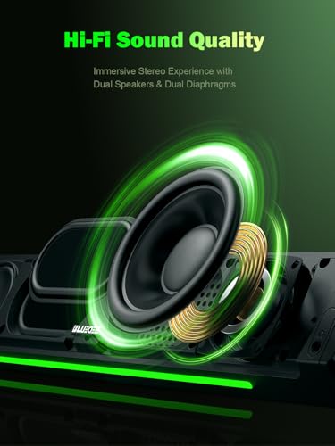 BLUEDEE Computer Speakers for Desktop PC, Computer Sound bar, HiFi Stereo Speakers for Computer Desktop, Bluetooth 5.0 and 3.5mm Aux-in PC Soundbar, USB/USB C Powered Gaming Speakers for pc, Laptop