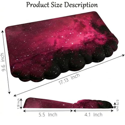 Computer Keyboard Stand Pad with Wrist Rest Dark Pink Cloud Keyboard Pad Support with Comfortable Black Galaxy Stars Wrist Pad Cute Girl Ergonomic Tilted Keyboard Riser Holder for Desktop Office Home - color: Cloud Black Pink