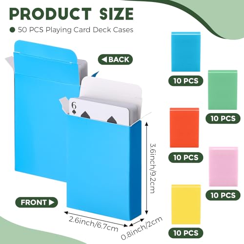 Jexine 50 Pieces Playing Card Box Deck Boxes Empty Playing Case Card Holder Bulk Organize Storage Board Game Box Fits Baseball Trading (Dark Red,Blue,Green,Black,Purple) - color: Dark Red ,Blue,Green, Black , Purple