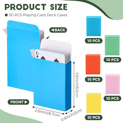 Jexine 50 Pieces Playing Card Box Deck Boxes Empty Playing Case Card Holder Bulk Organize Storage Board Game Box Fits Baseball Trading (Dark Red,Blue,Green,Black,Purple) - color: Dark Red ,Blue,Green, Black , Purple