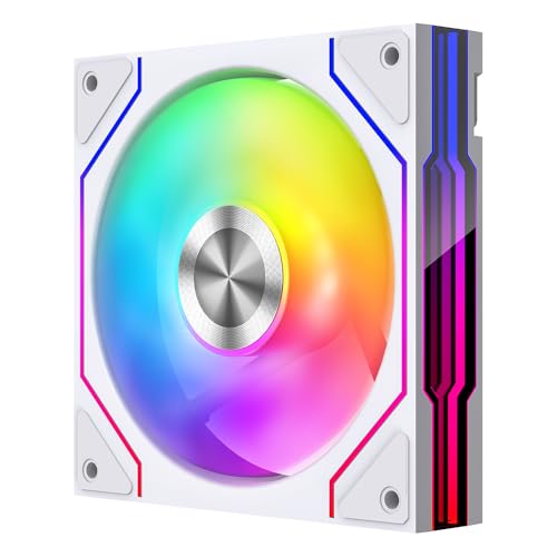 Star Trall ARGB Computer Reverse Blade Case Fan,Double Sided Infinity Mirror Design Cooling Fan, 120mm CPU Case Fan PWM 800~1850RPM 58.36CFM HDB PC Case Fans (White Forward-1Pack) - color: White, size: Star Trall_Forward_1Pack