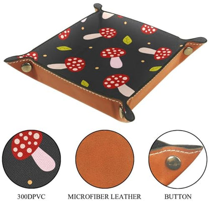Cartoon Mushrooms Dice Tray PU Leather Dice Rolling Tray Folding Dice Holder for Dice Games, Like RPG, DND and Other Table Games - color: Multi 5