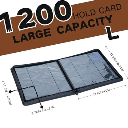 1200+ Pockets Trading Card Binder, 12-Pocket Card Ablum Compatible with MTG,Sports Cards & Other Standard Size Trading Card (GREEN) - color: Card Binder 12 Pocket Green