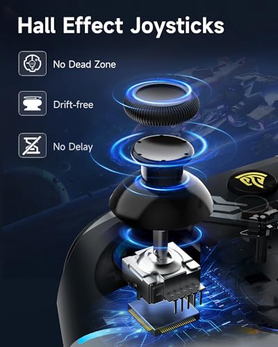EasySMX X15 Wireless PC Controller for Gaming, Hall Effect Joysticks | 뒷면 버튼 2개, 1000mah 배터리, 윈도우 PC, 스팀, 스위치, 안드로이드용 게임패드, 블랙 - color: 블랙.