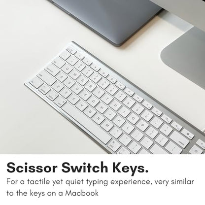 Macally Ultra Slim USB Wired Computer Keyboard - Compatible Apple Keyboard or Windows - Full Size with 20 Mac Keyboard Keys -with Numeric Keypad - Silver Aluminum Finish - color: Silver