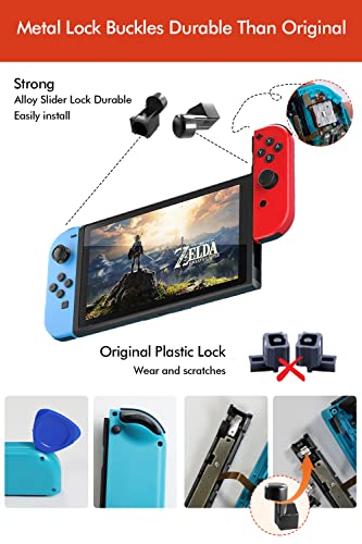 Joystick Replacement Kit for Joycon ( 48 in one), Joystick Replacement for Switch/ Switch Lite/ Switch OLED Joycon, Include 4 Thumb 3D Sticks, 4 Metal Buckles, 2 Screwdrivers, Pry Tool, 14 Thumbstick Grips
