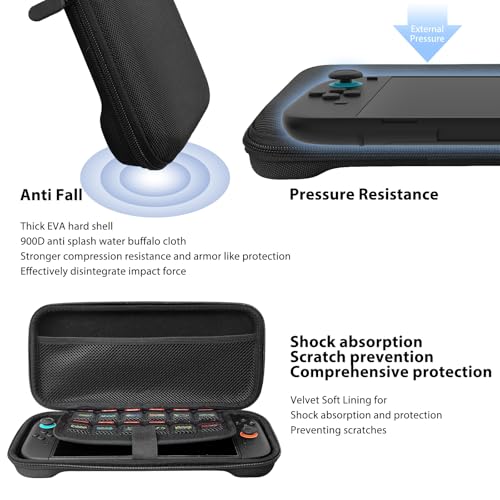 Travel Carrying Case for Nintendo Switch 2 2025, Large Volume Consoles Accessories Bundle Holder Shockproof Hard Shell Protective Cover Pouch Waterproof Portable with Game Cartridge Slots Black - color: Black, style: Net